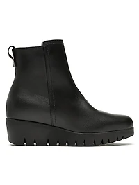 Teagan 40MM Waterproof Leather Wedge Booties