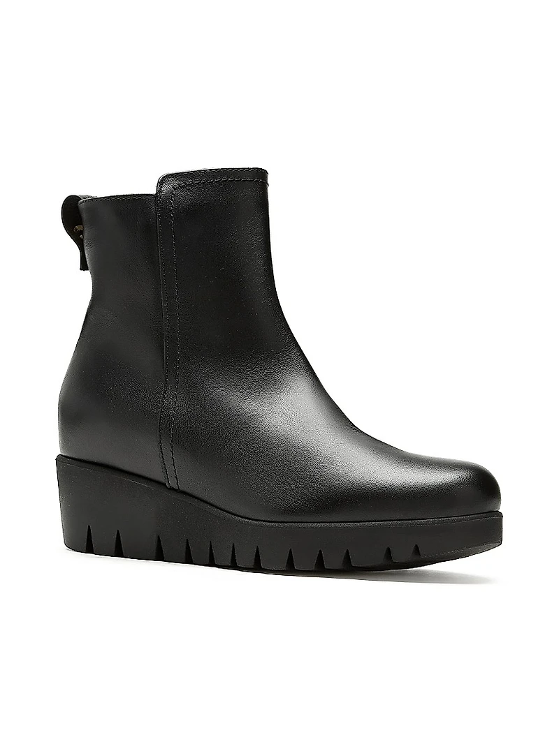 Teagan 40MM Waterproof Leather Wedge Booties