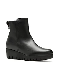 Teagan 40MM Waterproof Leather Wedge Booties