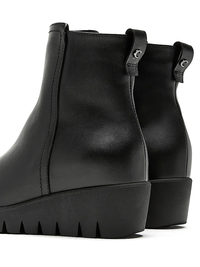 Teagan 40MM Waterproof Leather Wedge Booties