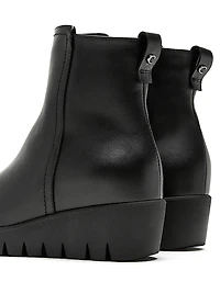Teagan 40MM Waterproof Leather Wedge Booties