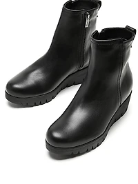 Teagan 40MM Waterproof Leather Wedge Booties