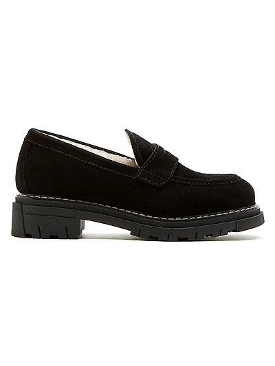 Donny 40MM Shearling-Lined Suede Penny Loafers