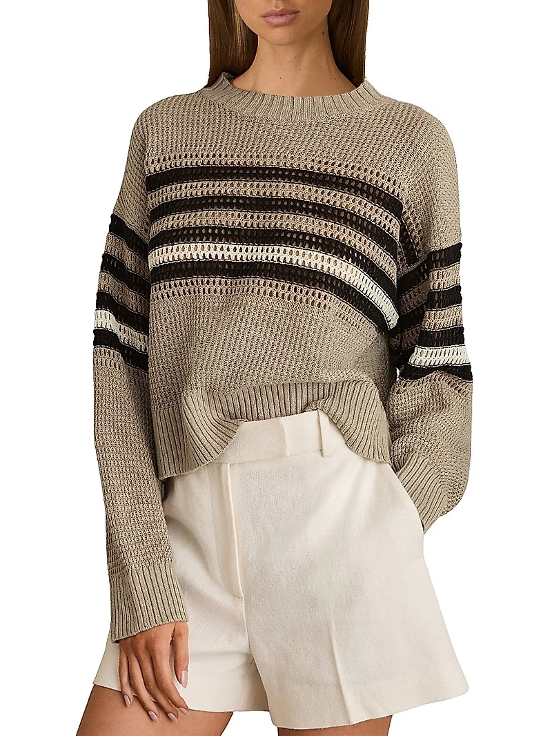 Catrice Striped Linen Crewneck Sweater