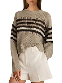 Catrice Striped Linen Crewneck Sweater