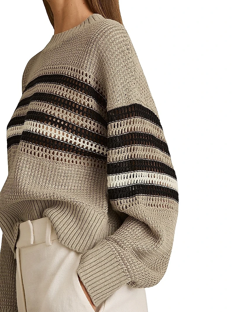 Catrice Striped Linen Crewneck Sweater