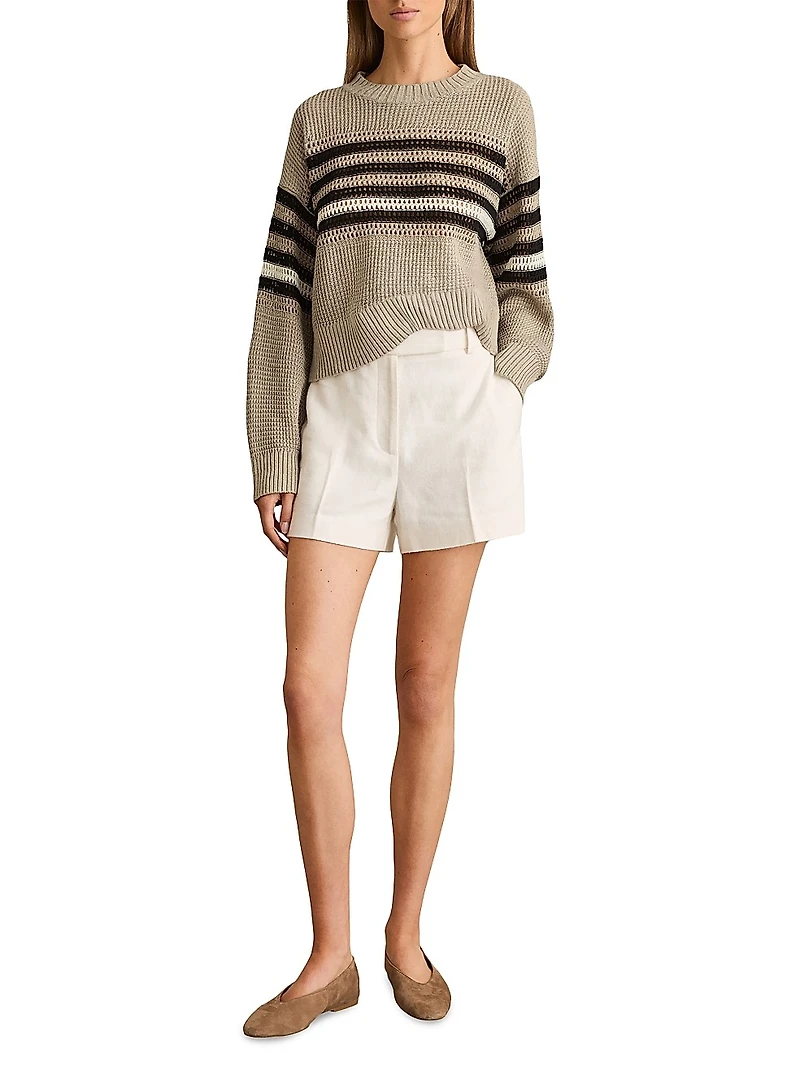Catrice Striped Linen Crewneck Sweater