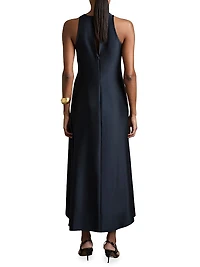 Anessa Gathered Satin Midi-Dress