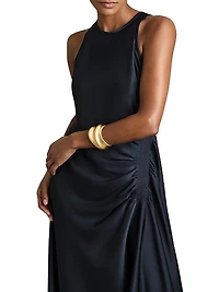 Anessa Gathered Satin Midi-Dress