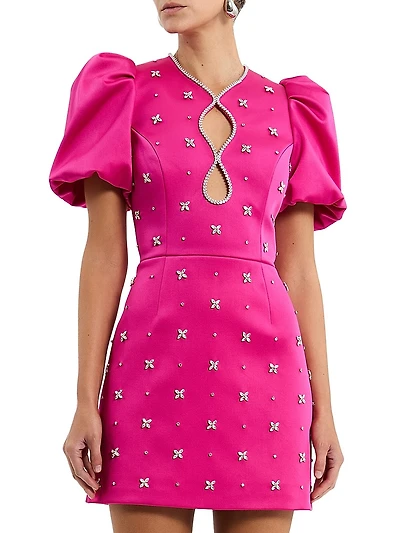 Saskia Embellished Balloon-Sleeve Minidress