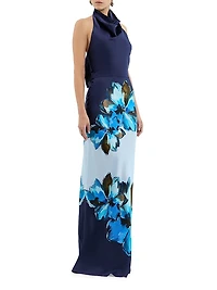 Cyran Floral Silk Halterneck Maxi Dress