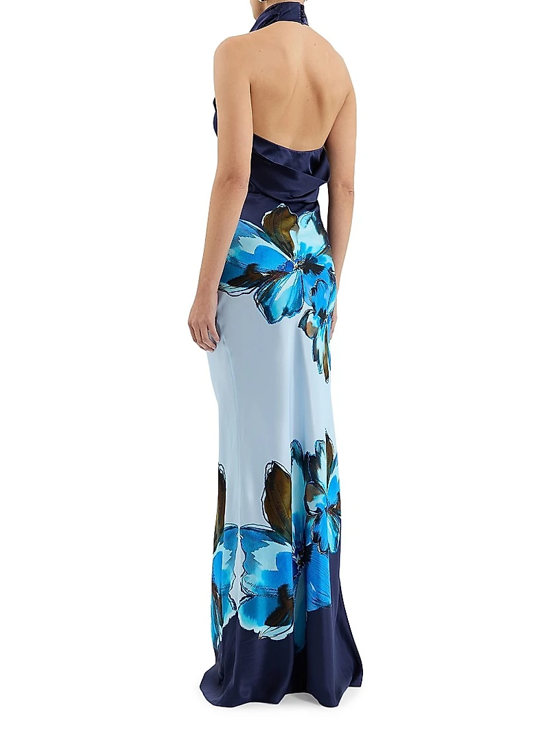Cyran Floral Silk Halterneck Maxi Dress