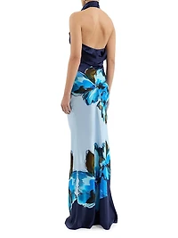 Cyran Floral Silk Halterneck Maxi Dress