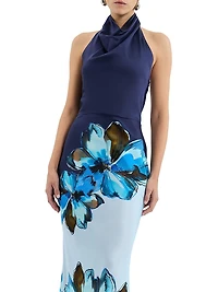 Cyran Floral Silk Halterneck Maxi Dress