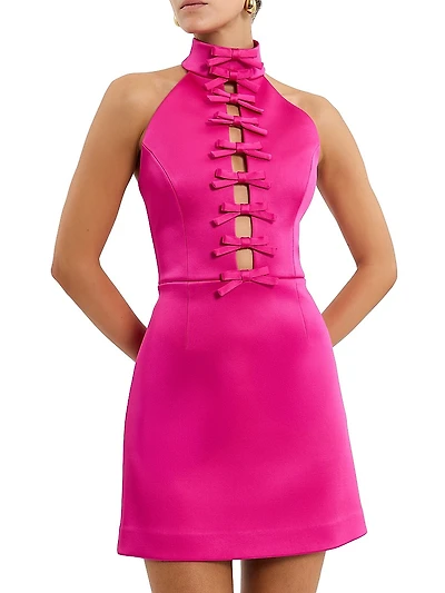 Saskia Bow Halterneck Minidress
