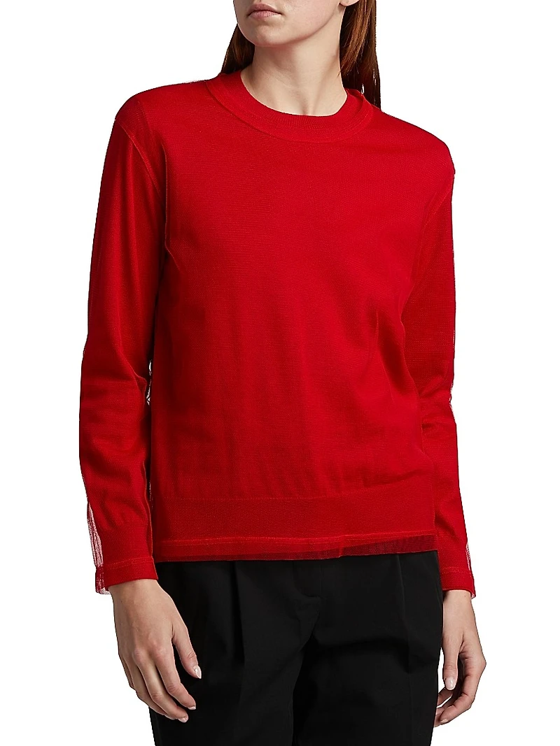 Mesh Layered Knit Blouse