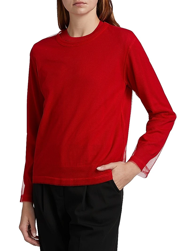 Mesh Layered Knit Blouse