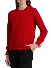 Mesh Layered Knit Blouse