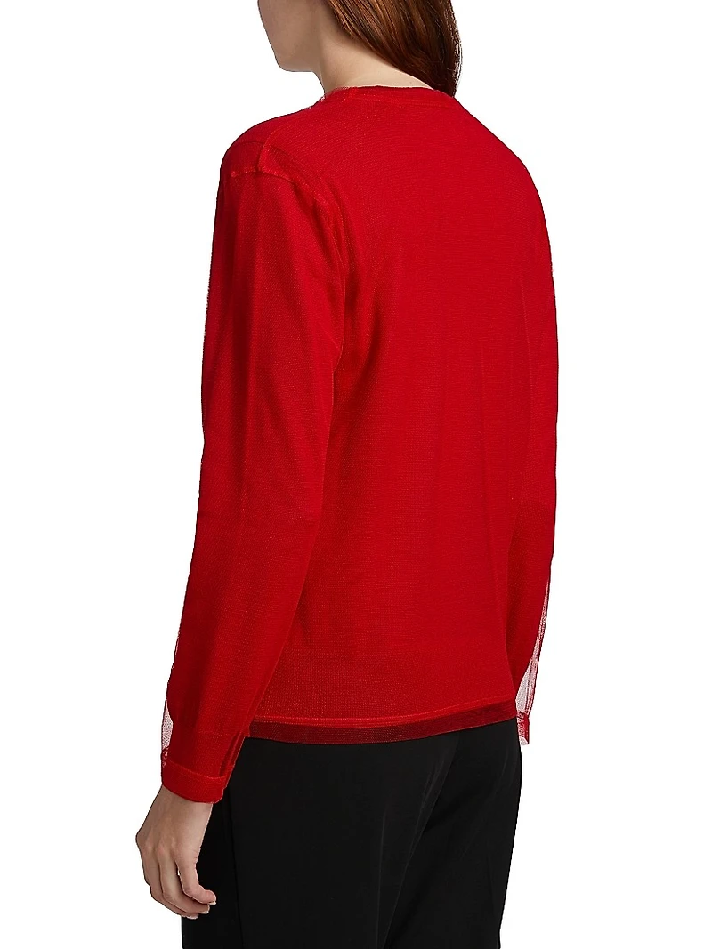 Mesh Layered Knit Blouse