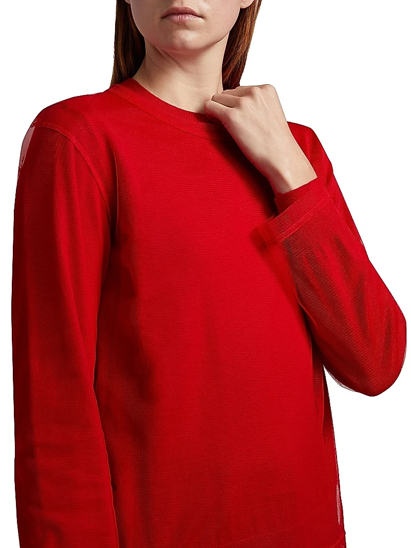 Mesh Layered Knit Blouse