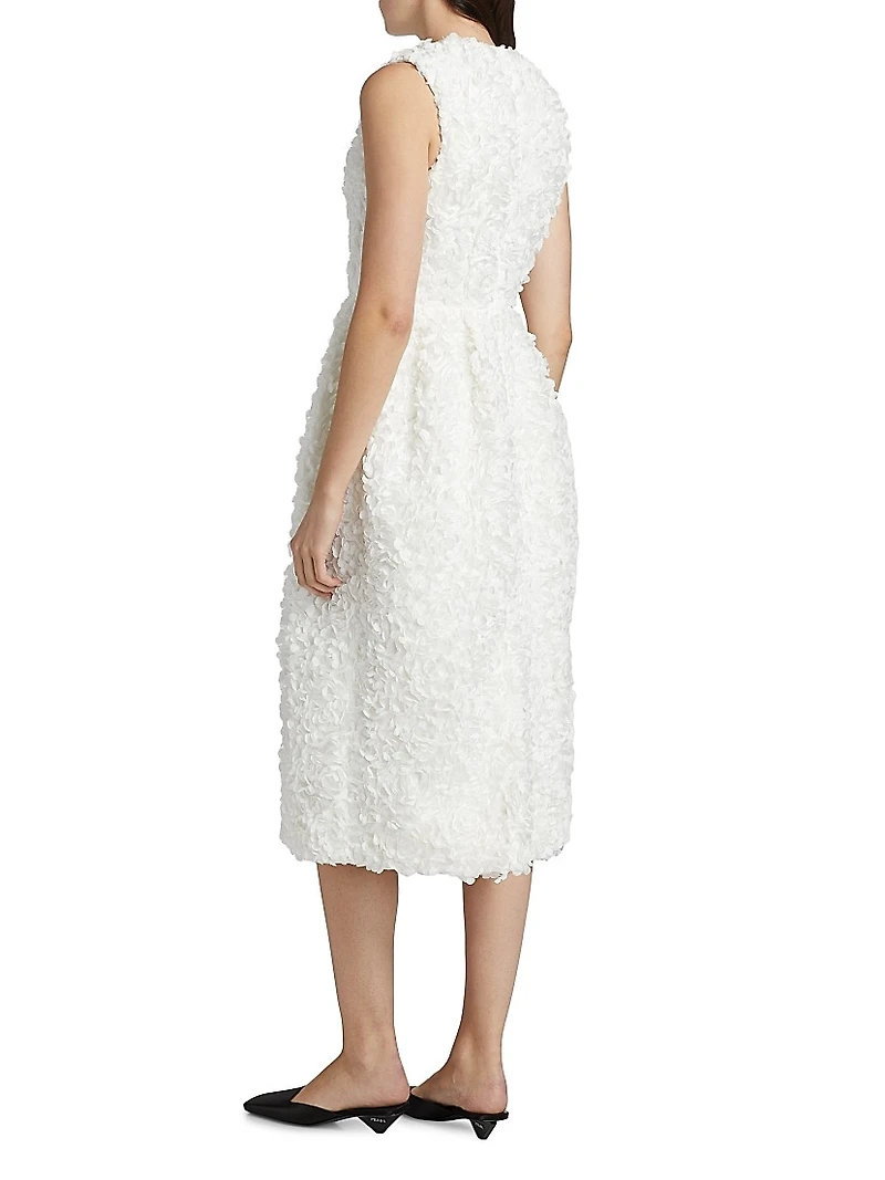 Flower Petal Sleeveless Midi-Dress