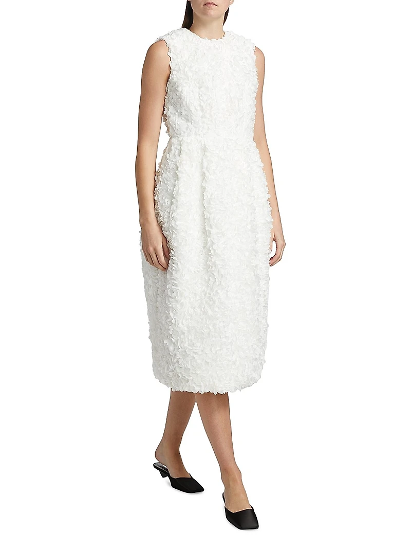 Flower Petal Sleeveless Midi-Dress