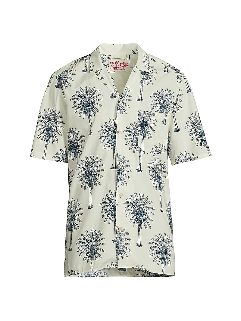 Kalea Palm Print Linen Shirt