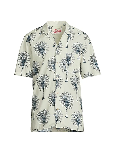 Kalea Palm Print Linen Shirt