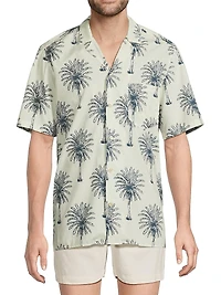 Kalea Palm Print Linen Shirt