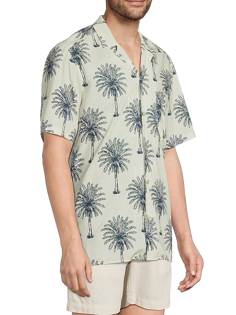 Kalea Palm Print Linen Shirt