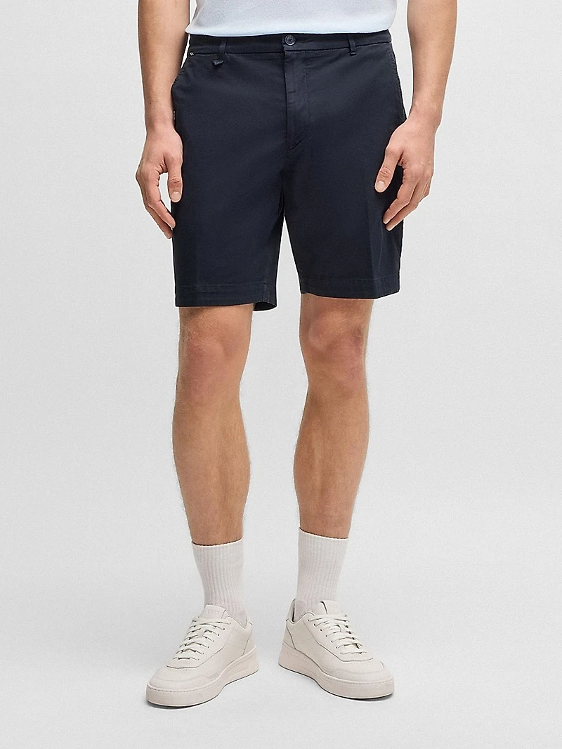 Slim Fit Shorts Stretch Cotton Twill