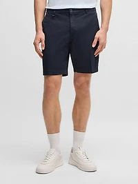 Slim Fit Shorts Stretch Cotton Twill