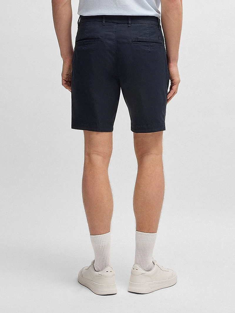 Slim Fit Shorts Stretch Cotton Twill
