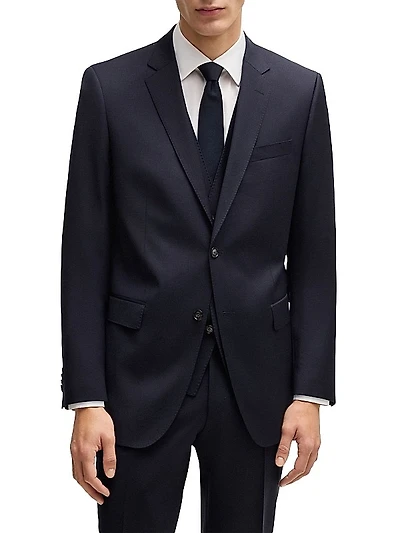 Three Piece Slim-Fit Suit in Patterned Stretch Wool