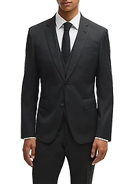 Three Piece Slim-Fit Suit in Patterned Stretch Wool