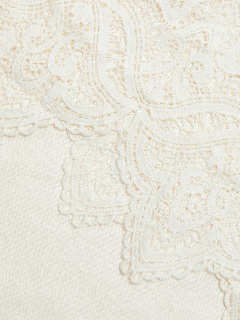 Cassia Lace-Trim Linen-Cotton Crop Pants
