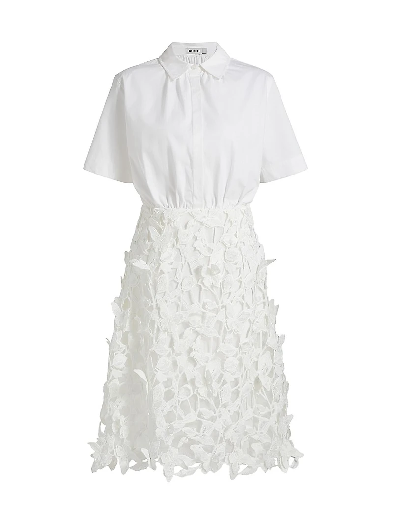 Colette Mixed-Media Midi-Dress