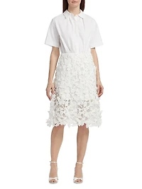 Colette Mixed-Media Midi-Dress