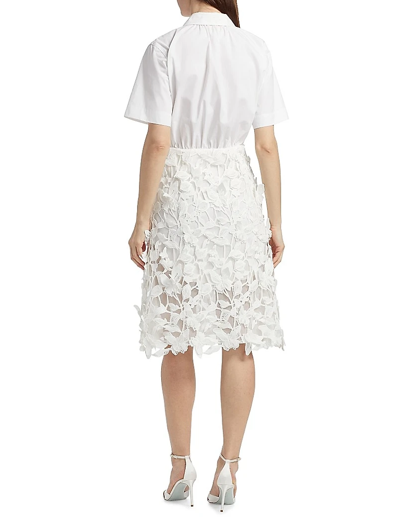 Colette Mixed-Media Midi-Dress