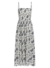 Hallie Floral Cotton-Silk Midi-Dress