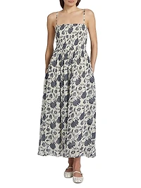 Hallie Floral Cotton-Silk Midi-Dress