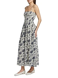 Hallie Floral Cotton-Silk Midi-Dress
