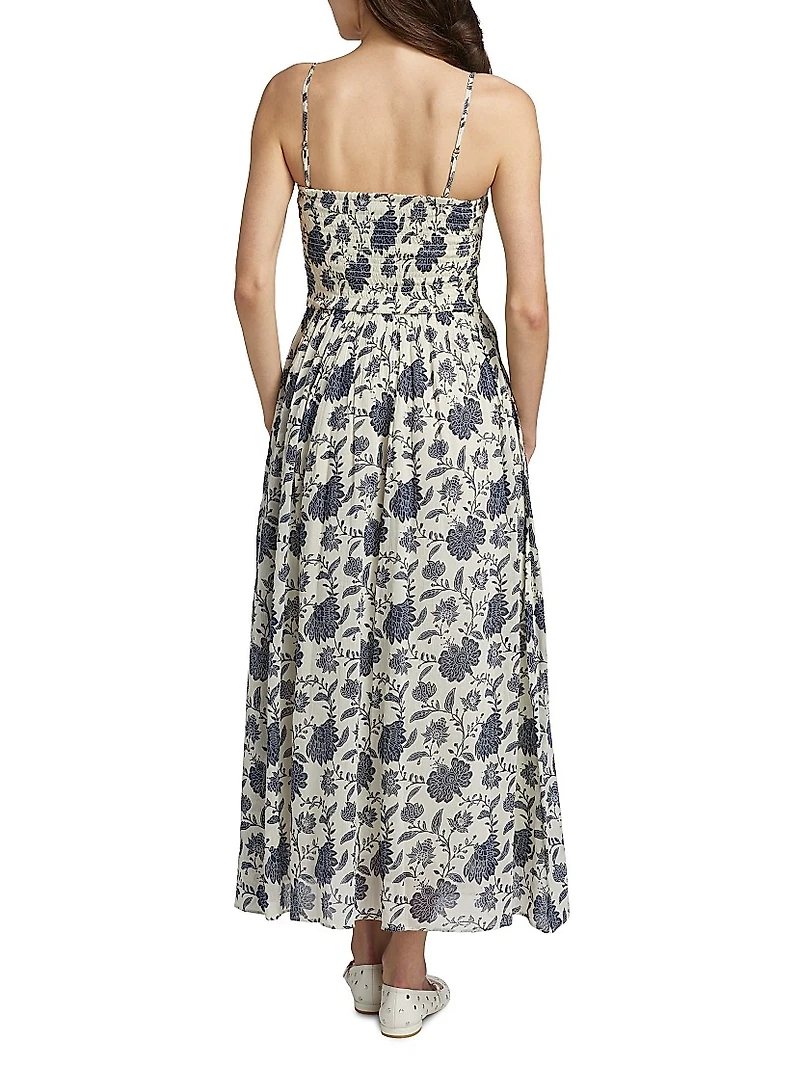 Hallie Floral Cotton-Silk Midi-Dress