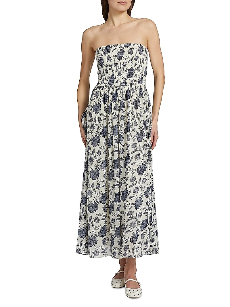 Hallie Floral Cotton-Silk Midi-Dress