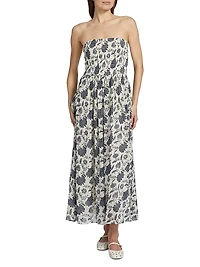 Hallie Floral Cotton-Silk Midi-Dress