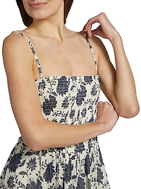 Hallie Floral Cotton-Silk Midi-Dress