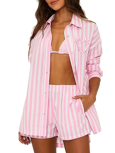 Cassidy Striped Cotton Poplin Button-Front Shirt