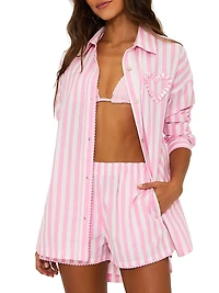 Cassidy Striped Cotton Poplin Button-Front Shirt