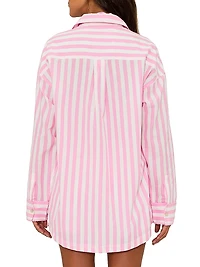 Cassidy Striped Cotton Poplin Button-Front Shirt