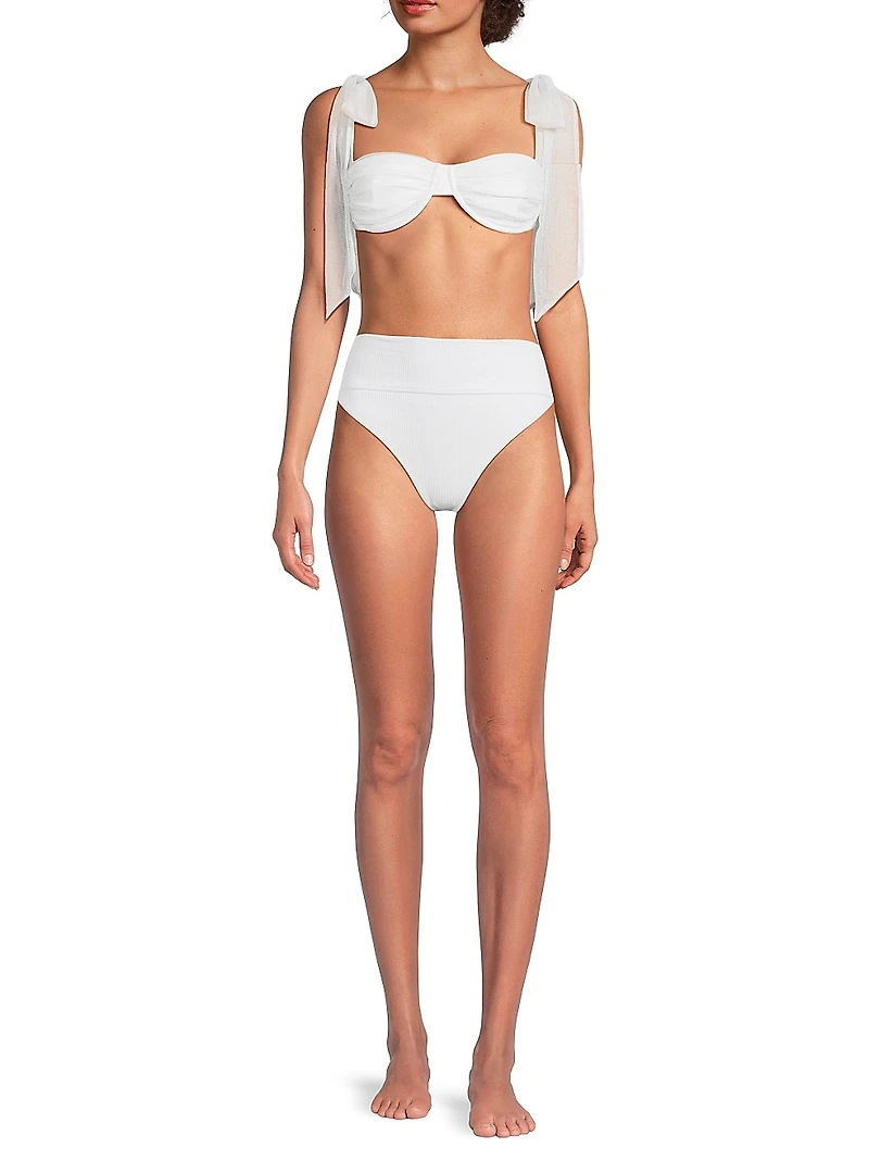 Drea Metallic Shoulder-Tie Bikini Top